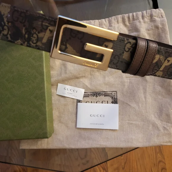 Authentic Palace x Gucci Supreme G Square Buckle Reverrsible Camouflage Belt